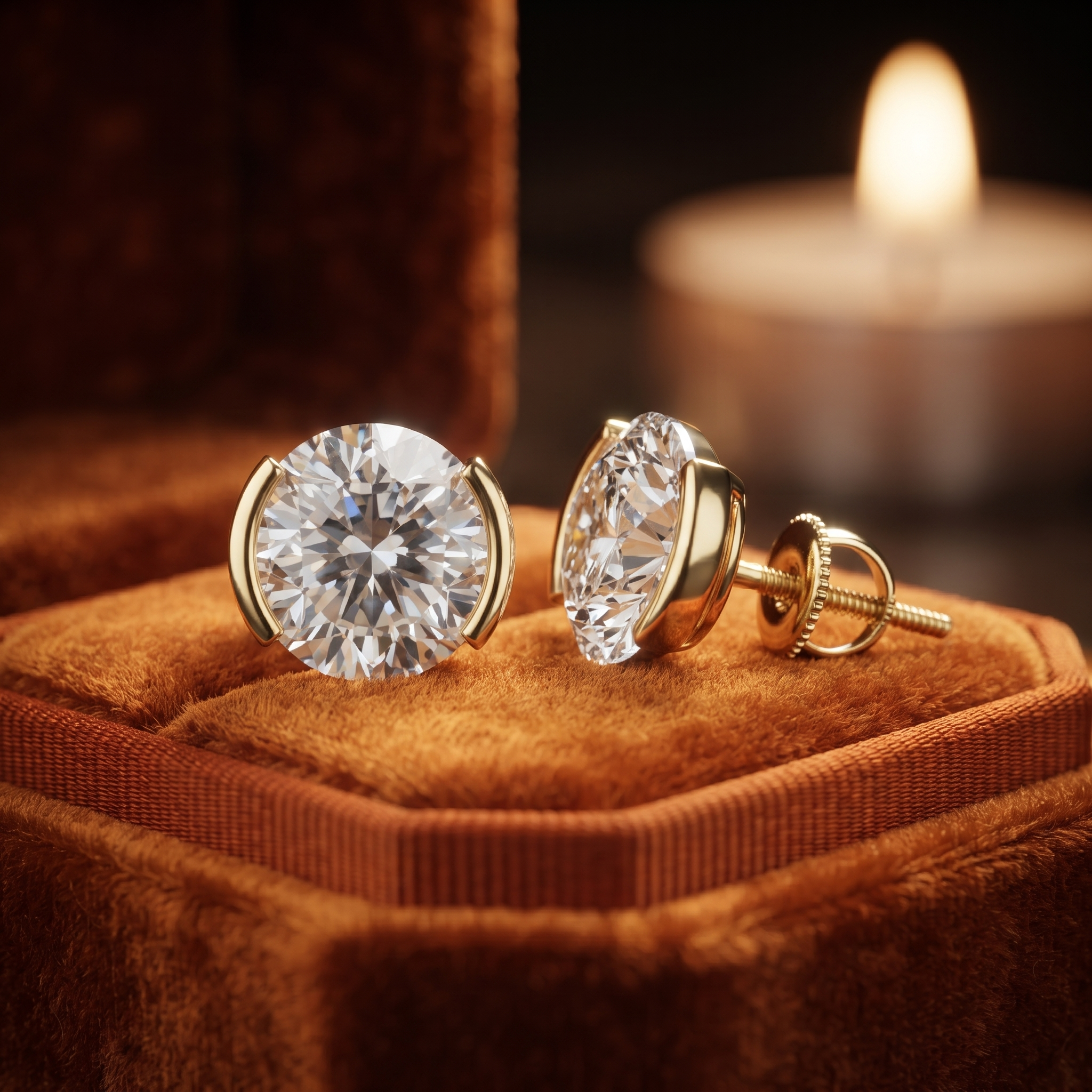 Classic Solitaire Diamond Earrings In Gold Or Sterling Silver