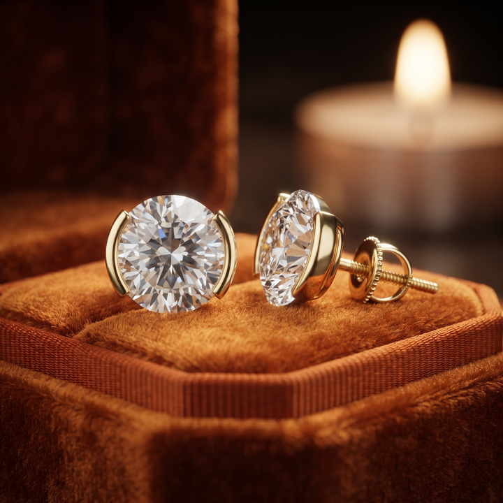 Classic Solitaire Diamond Earrings In Gold Or Sterling Silver