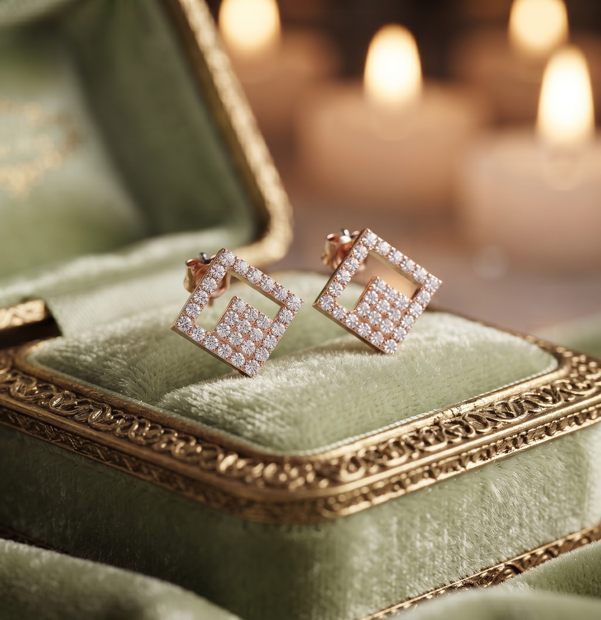 Geometric Diamond Stud Earrings