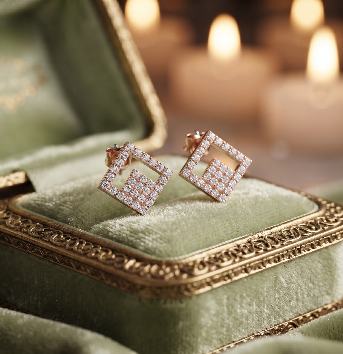 Geometric Diamond Stud Earrings