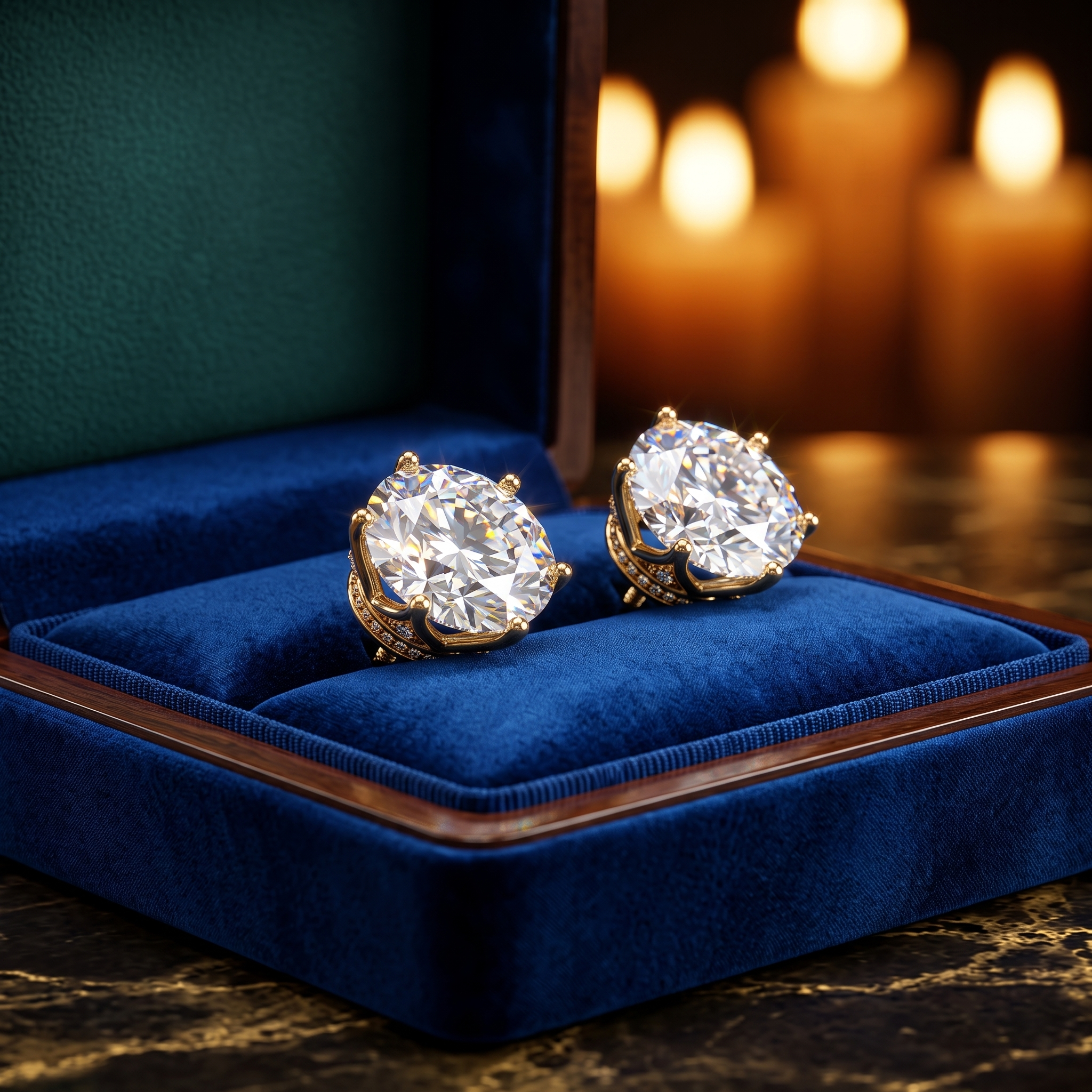6 Prong Queen Crown Diamond Stud Earrings