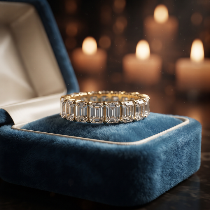 Emerald Cut Eternity Band In 10K/14K Gold Or Silver