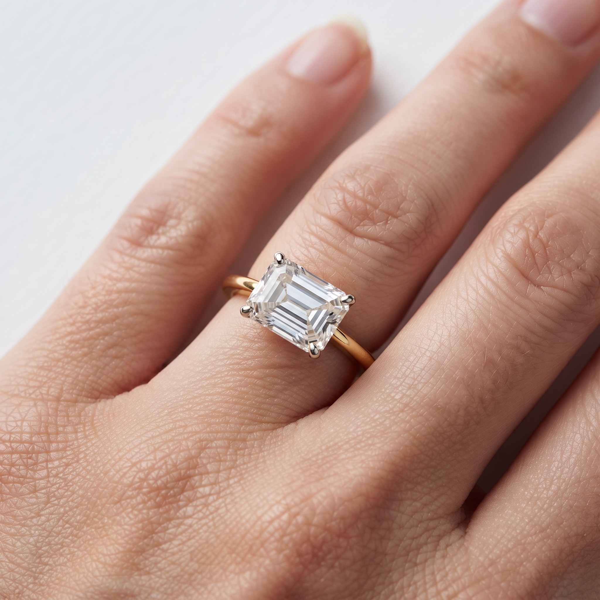 Emerald Cut Lab Grown Diamond Ring, Minimalist Gold Solitaire, Eco-Friendly Engagement Ring