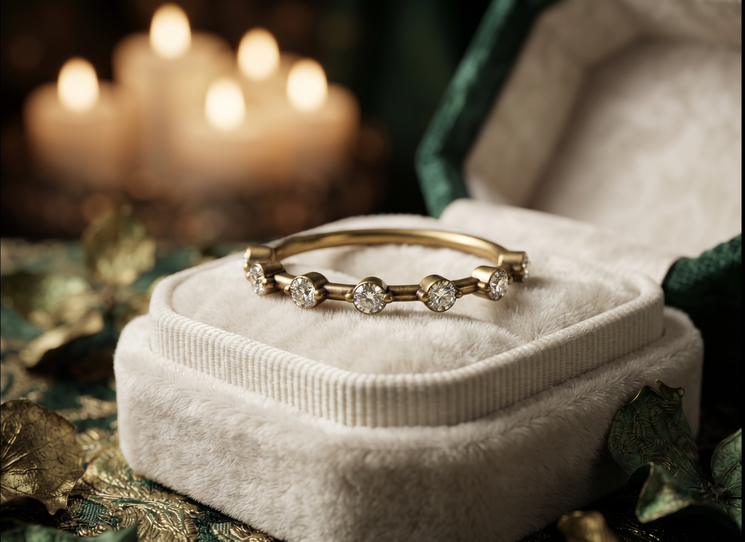 Floating Diamond Wedding Band In 10K / 14K Gold and Sterling Silver