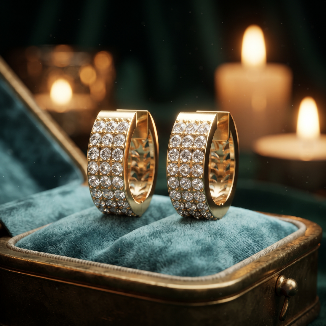 Triple Row Lab Grown Diamond Huggie Earrings, Anniversary Gift, Birthday Gift for Her