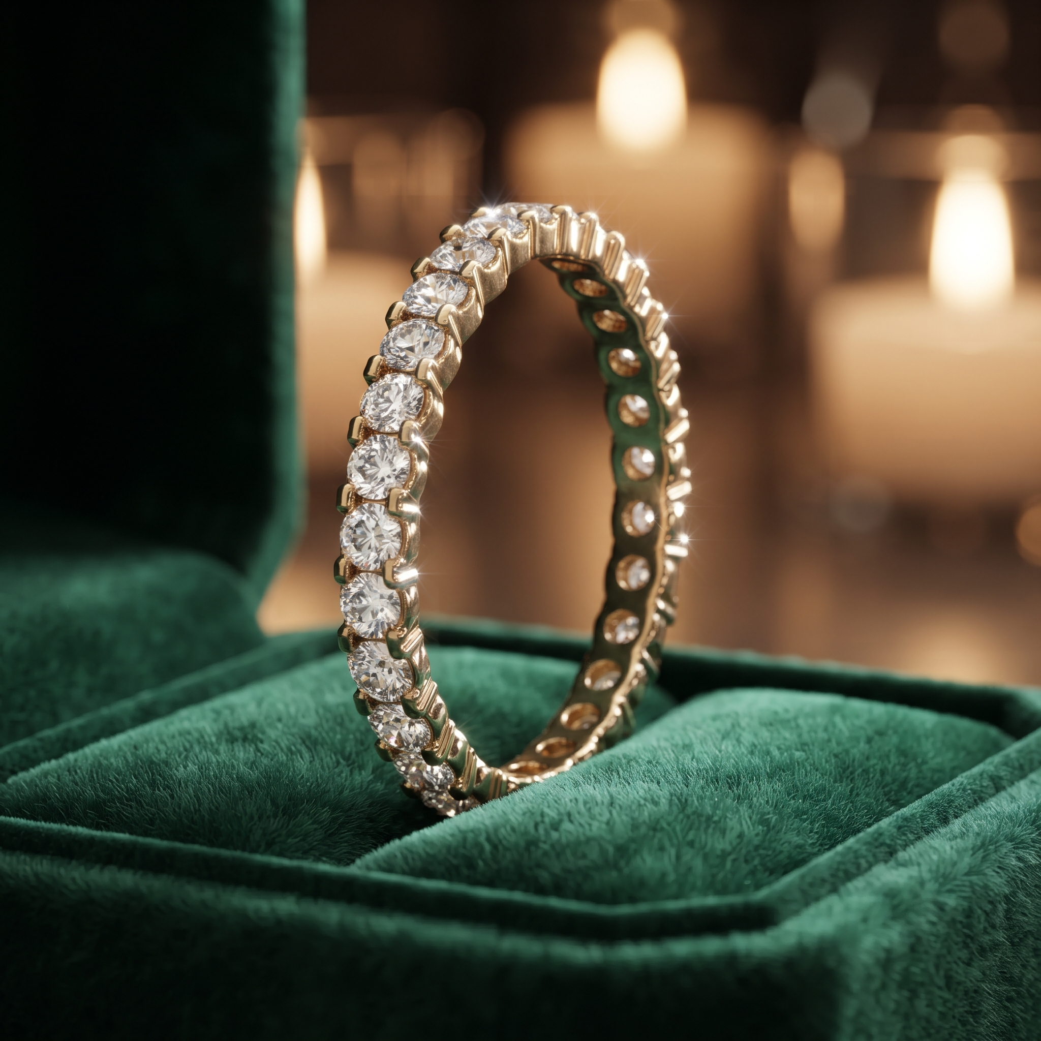 Genuine Diamond Eternity Ring In 10K/18K Solid Gold and Silver