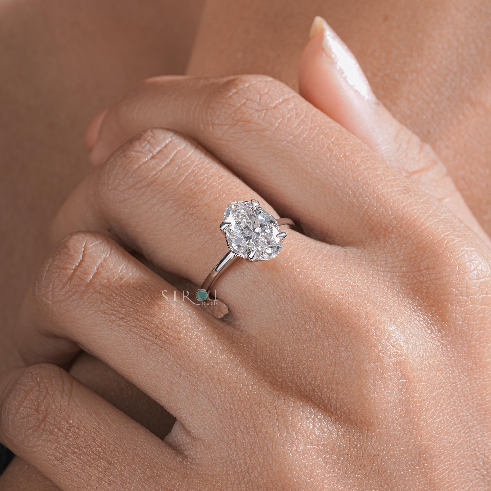 Oval Solitaire Diamond Ring