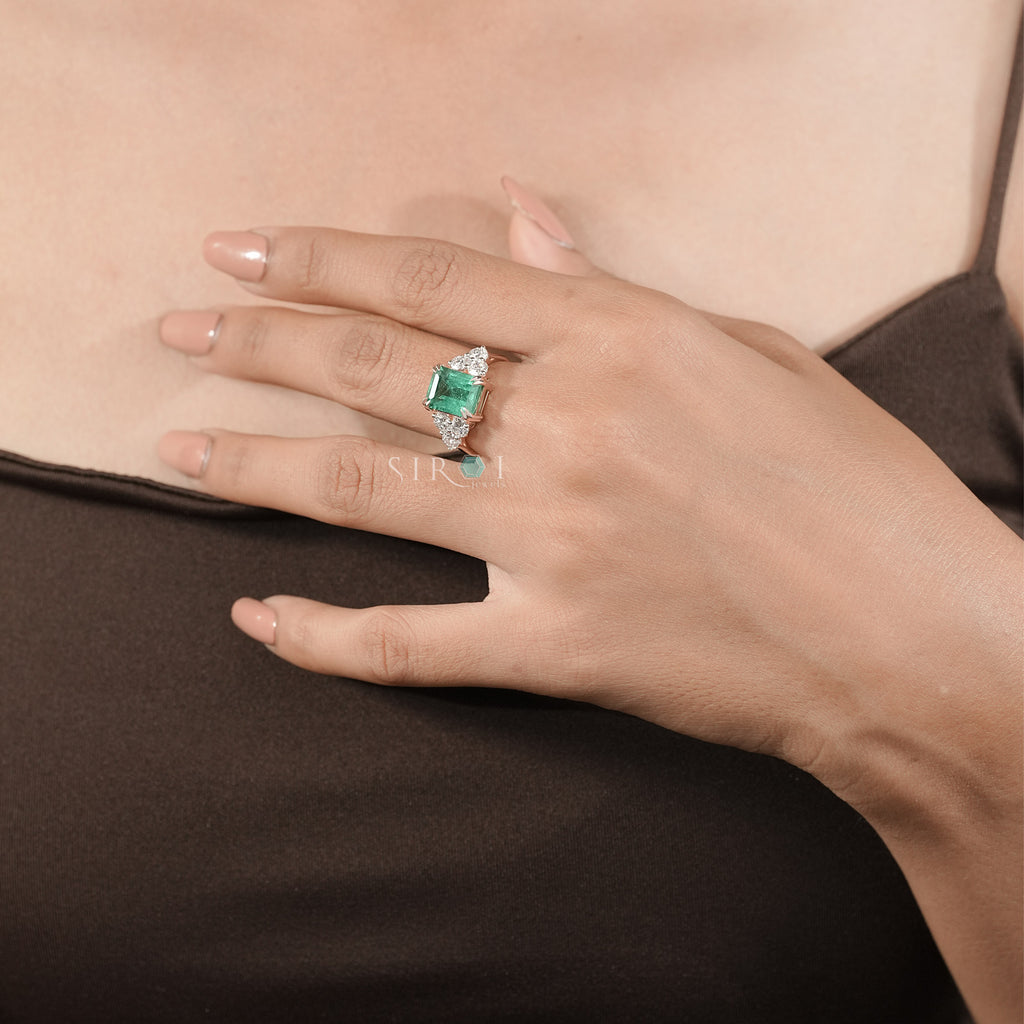 Regal Emerald & Diamond Cluster Ring