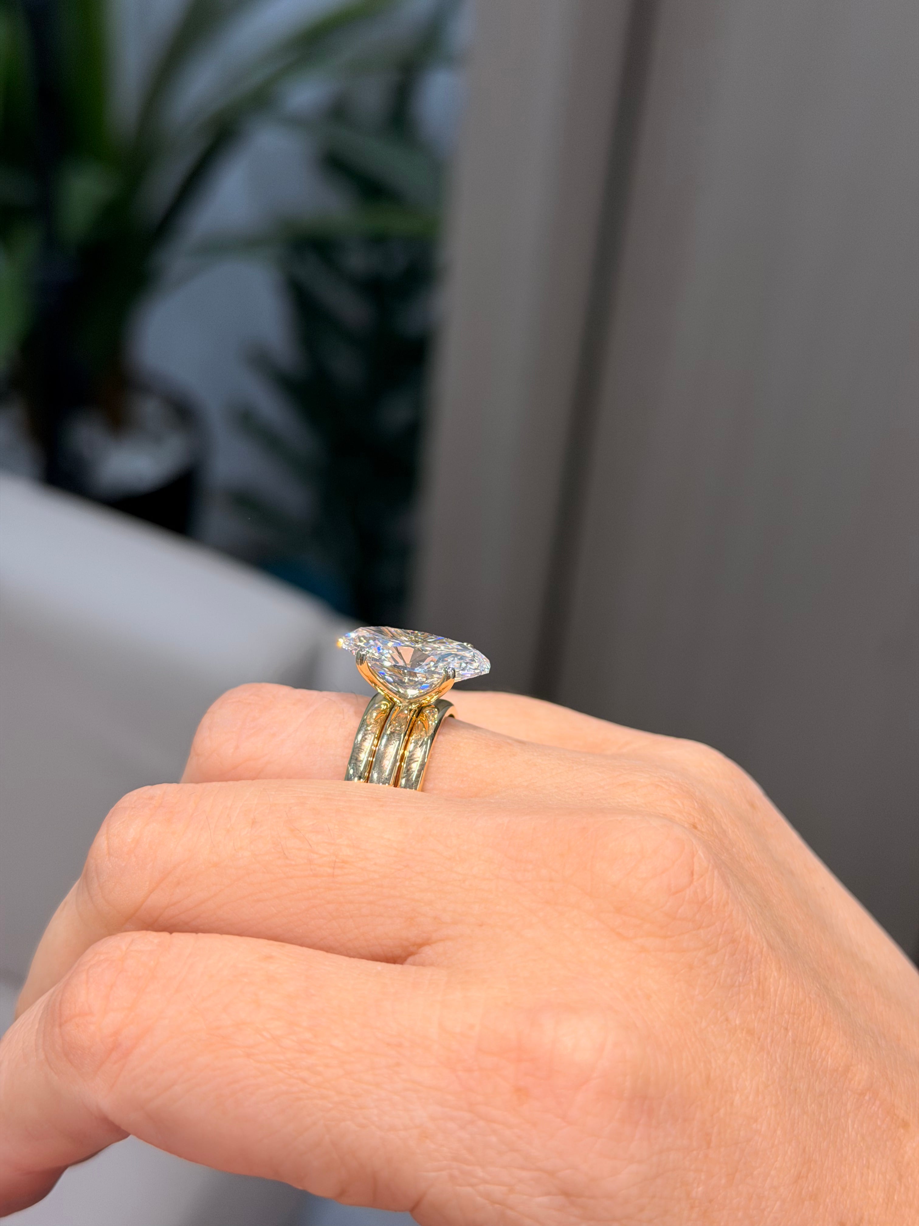 3-Piece Modular Oval Solitaire Ring Set with Double Band Ring