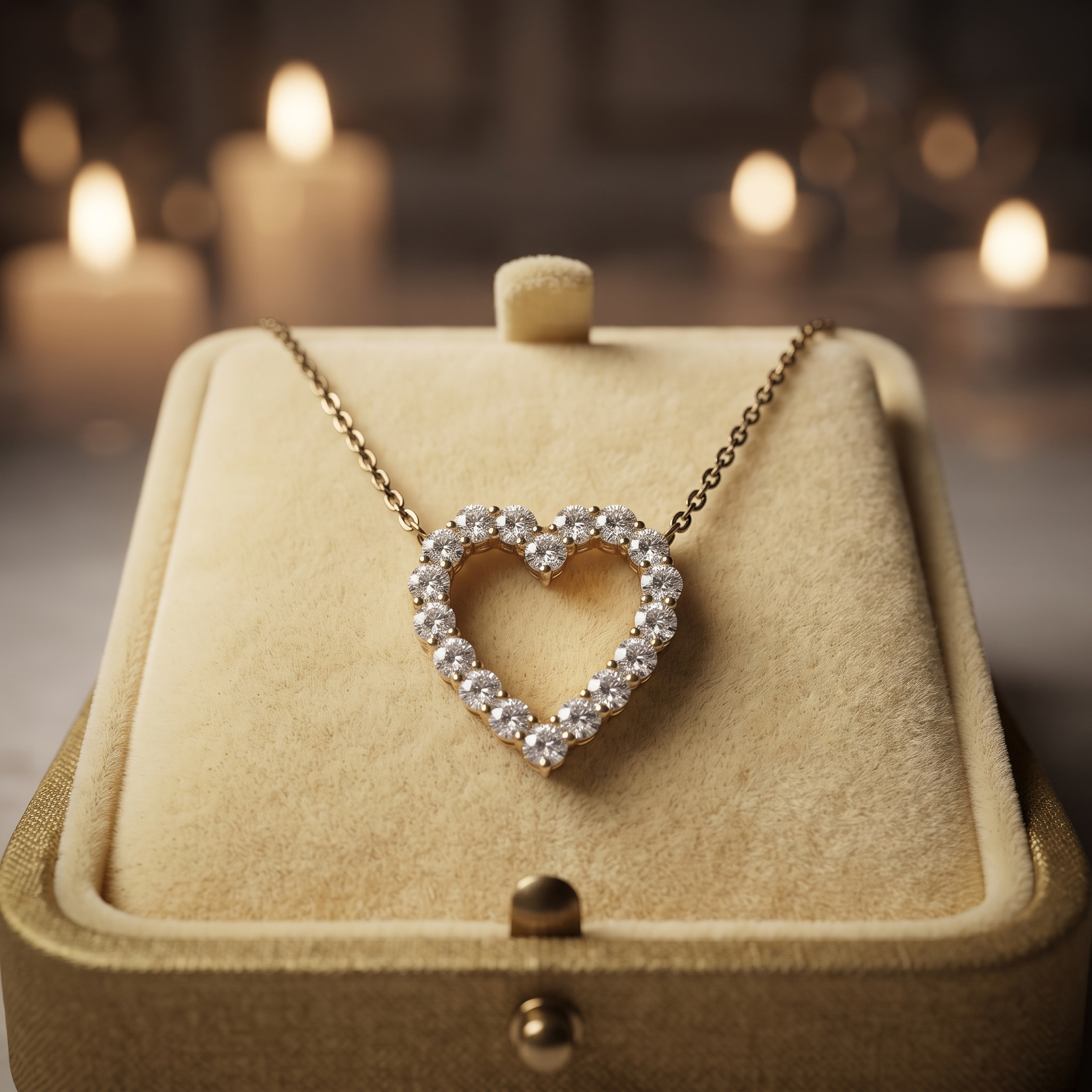 Heart Pendant Necklace, Sparkling Diamond Love Gift