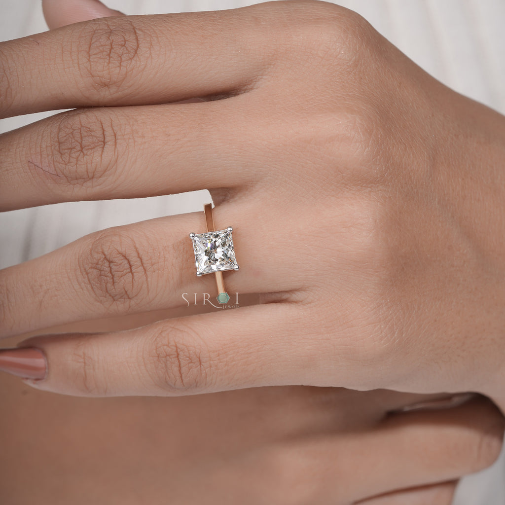 The Eternal Sparkle: Princess Cut Diamond Solitaire with Two-Tone Gold Setting