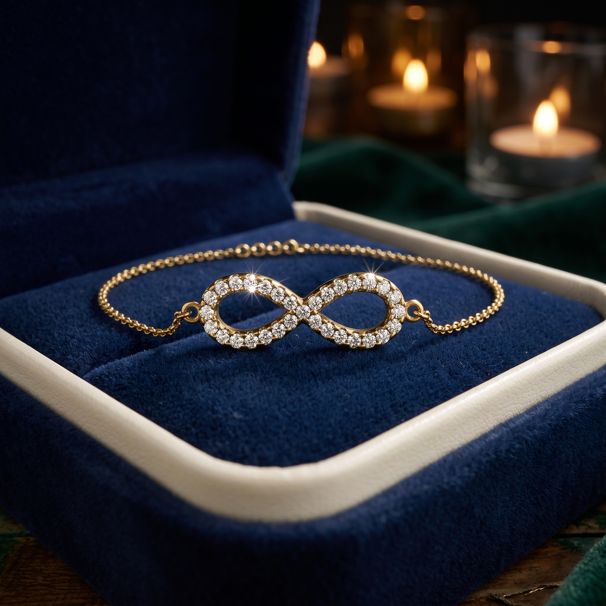 Diamond Infinity Bracelet In 9K Gold To 18K Gold, Sterling Silver