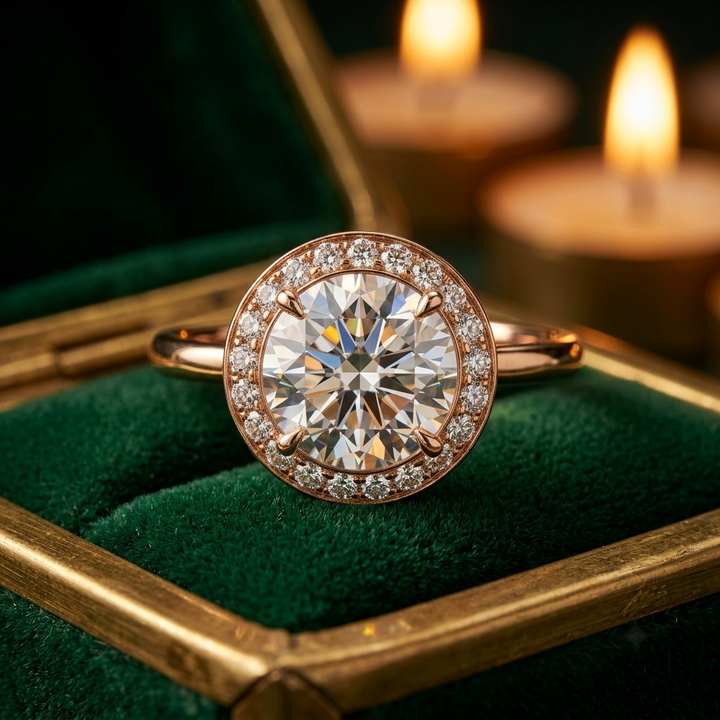 1.50 Carat Round Cut Halo Engagement Ring