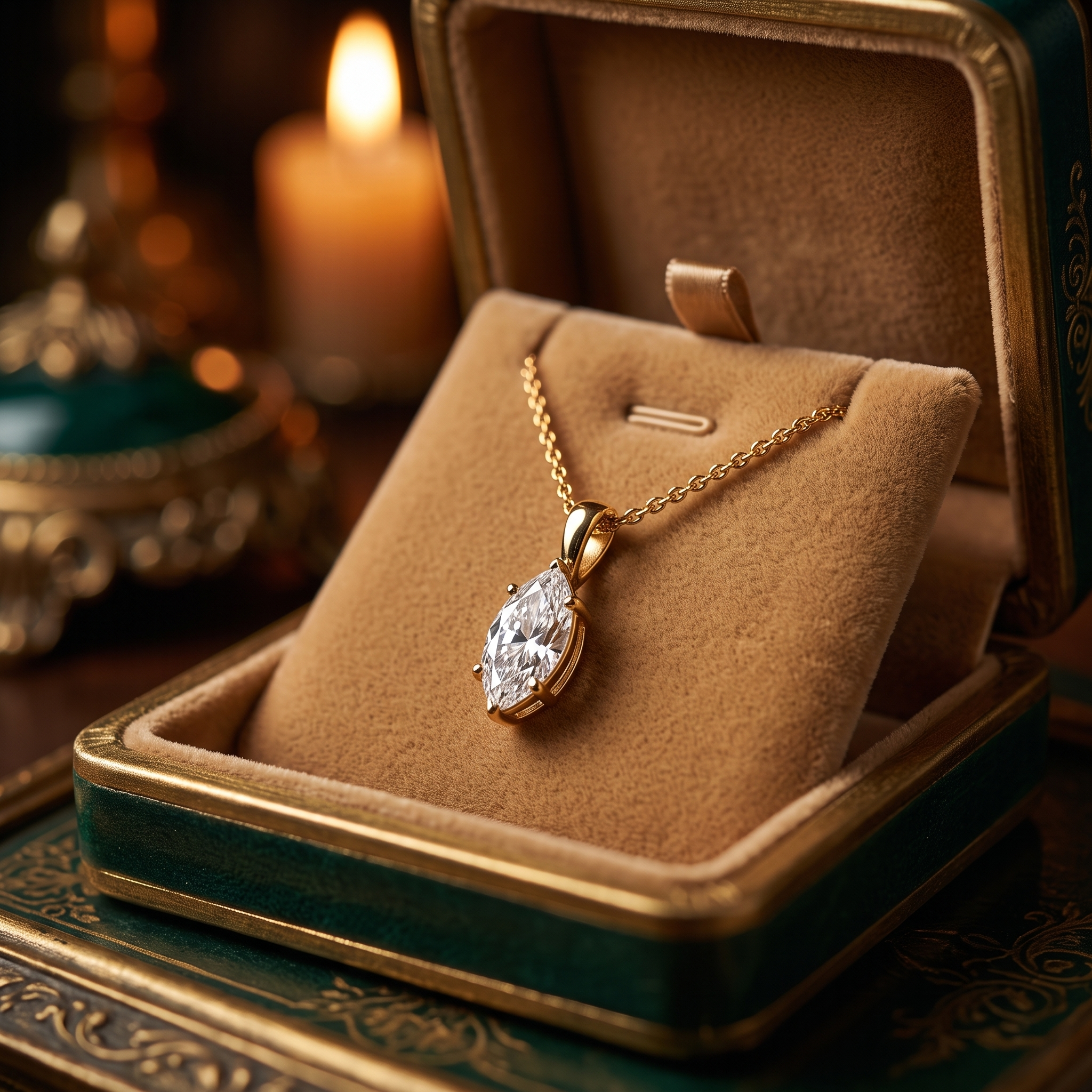 1.25 CT Marquise Cut Lab Grown Diamond Pendant, Minimalist Gold Necklace