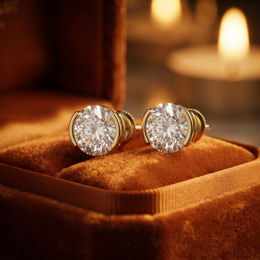 Classic Solitaire Diamond Earrings In Gold Or Sterling Silver
