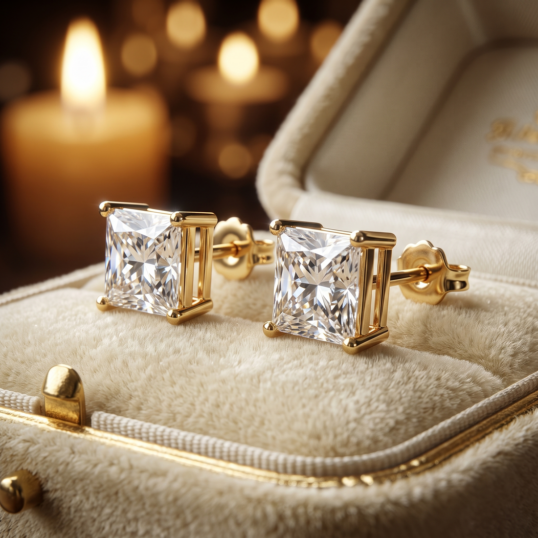 1.00 CT Princess Cut Diamond Stud Earrings in 10K/14K Gold Or Sterling Silver