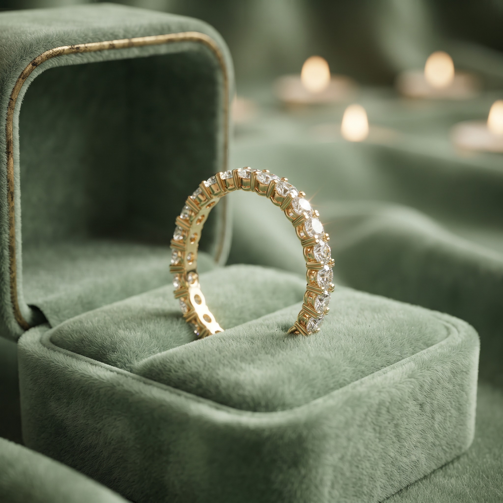 Genuine Diamond Eternity Ring In 10K/18K Solid Gold and Silver
