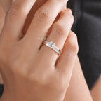 Rose Gold emerald Diamond Ring with Shoulder Pave