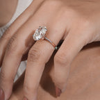 Oval Crushed Ice Solitaire Ring with Petite Claw Prongs