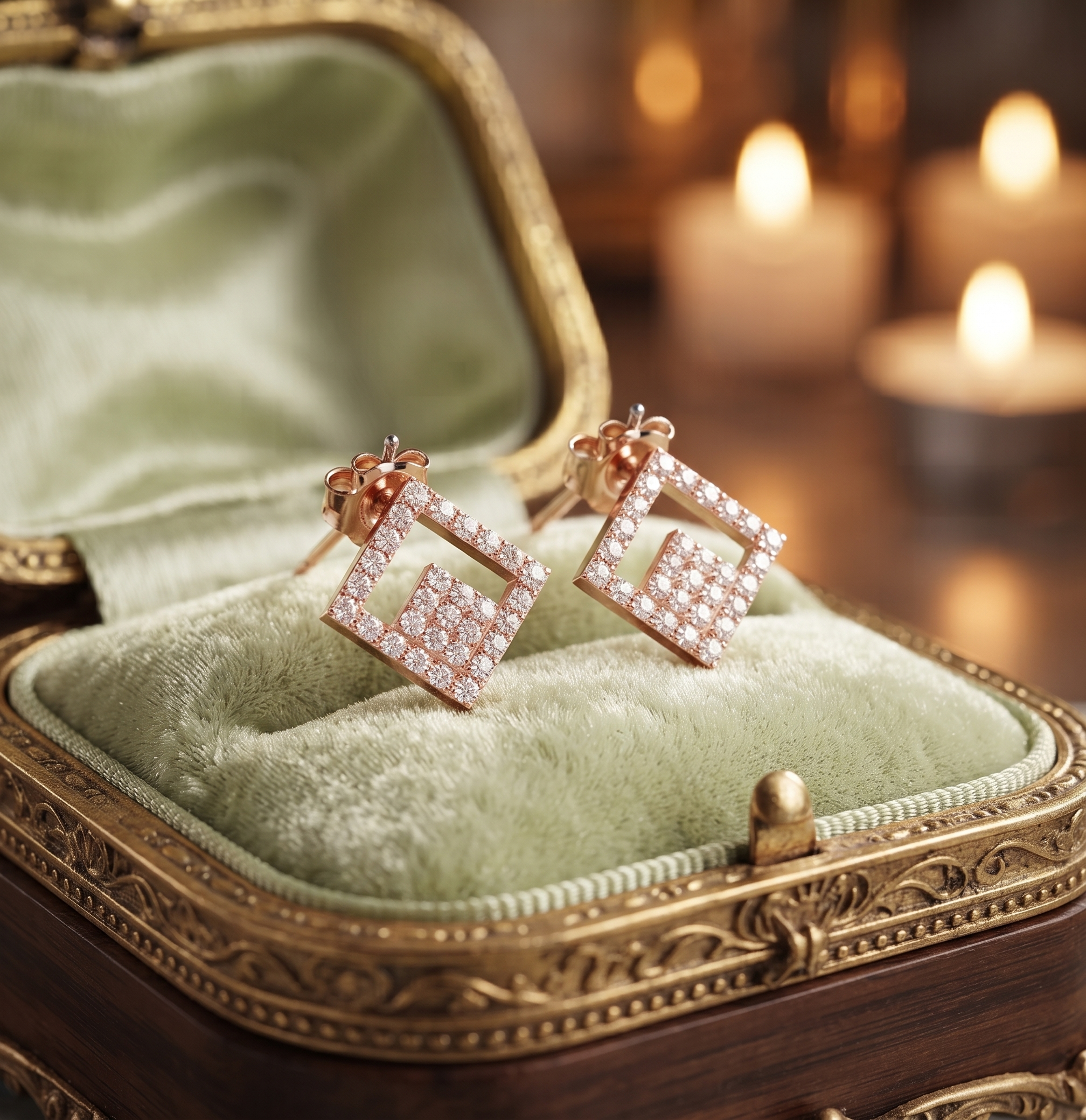 Geometric Diamond Stud Earrings