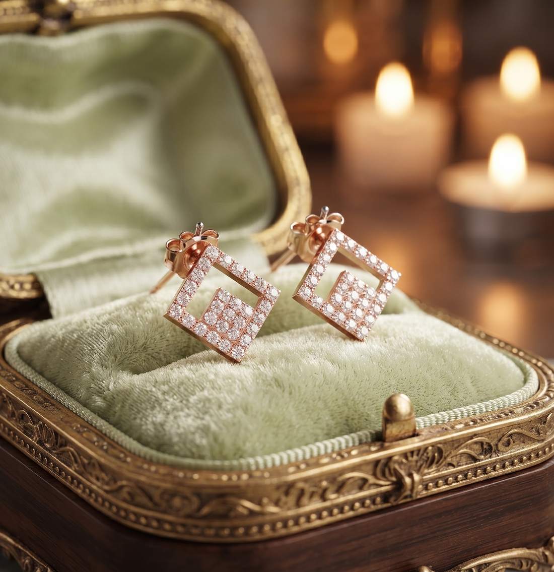 Geometric Diamond Stud Earrings