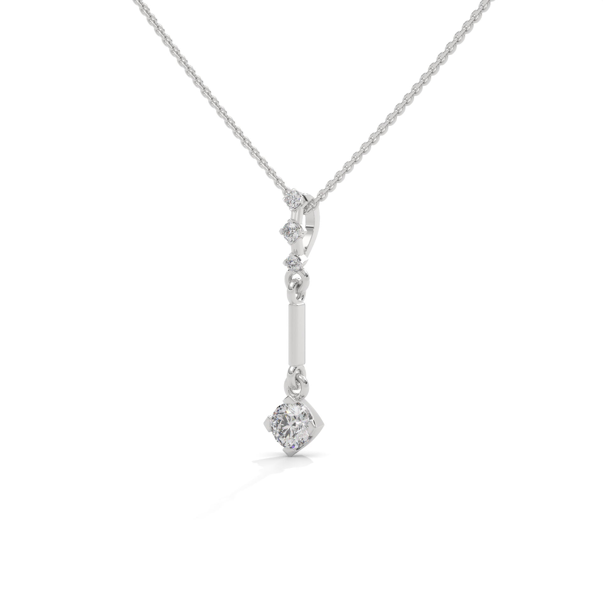 14K Gold Diamond Lariat Necklace, Minimalist Drop Pendant, Customizable Chain