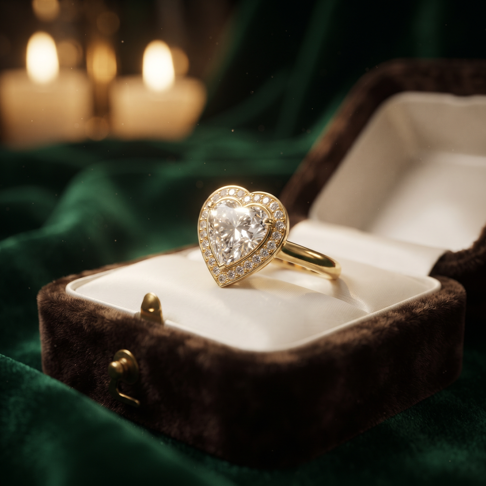 Heart Shaped Diamond Halo Engagement Ring