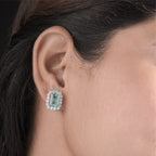 Vintage-Inspired Emerald and Diamond Halo Cluster Studs
