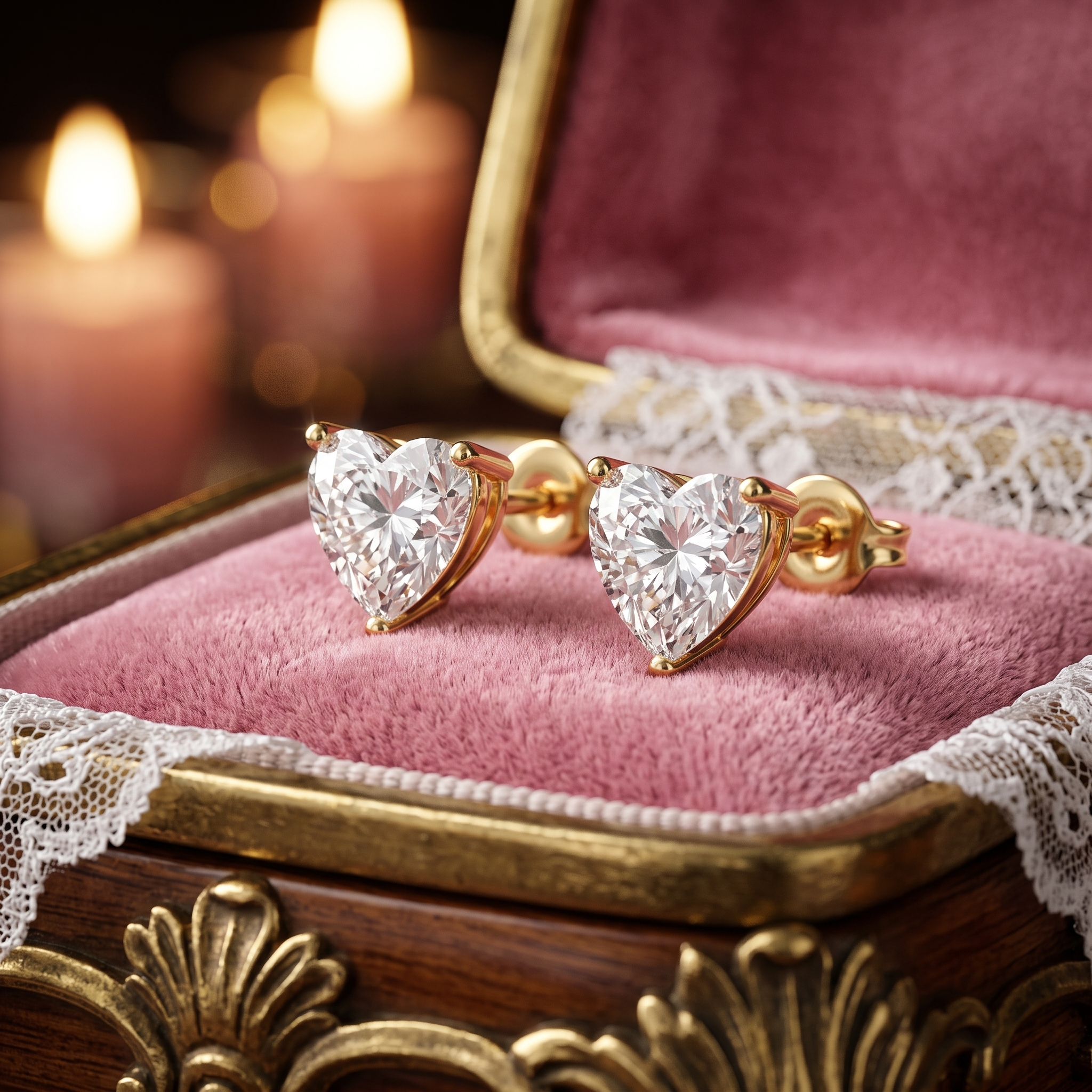 2.00 TCW Heart Diamond Earrings, Valentine's Day Gift for Her