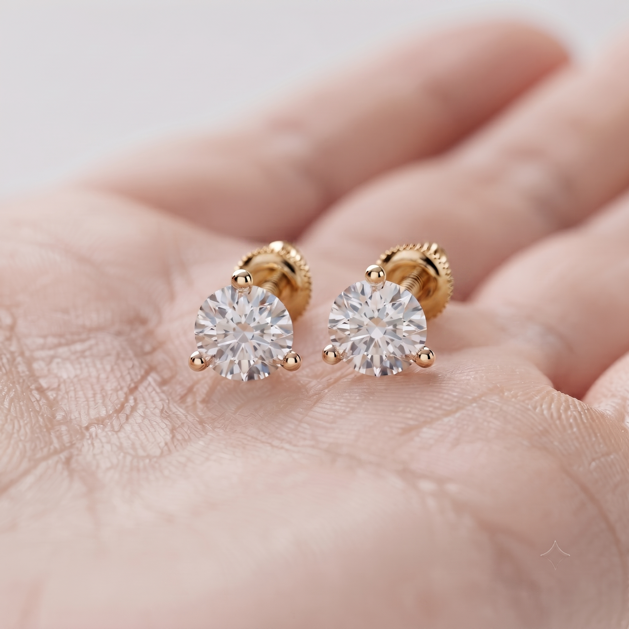2.00 CT Round Diamond Stud Earrings in 14K Gold