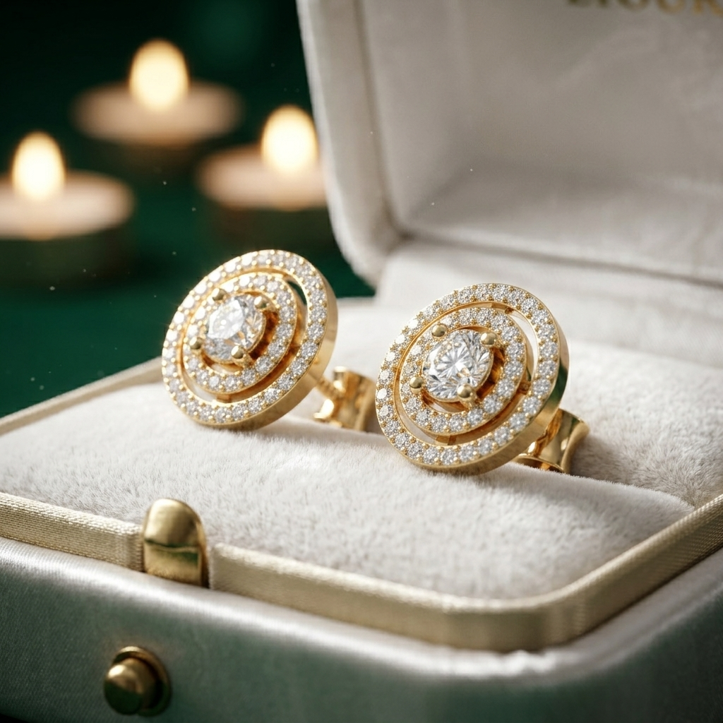 Modern Lab Grown Diamond Celestial Studs, Anniversary Gift