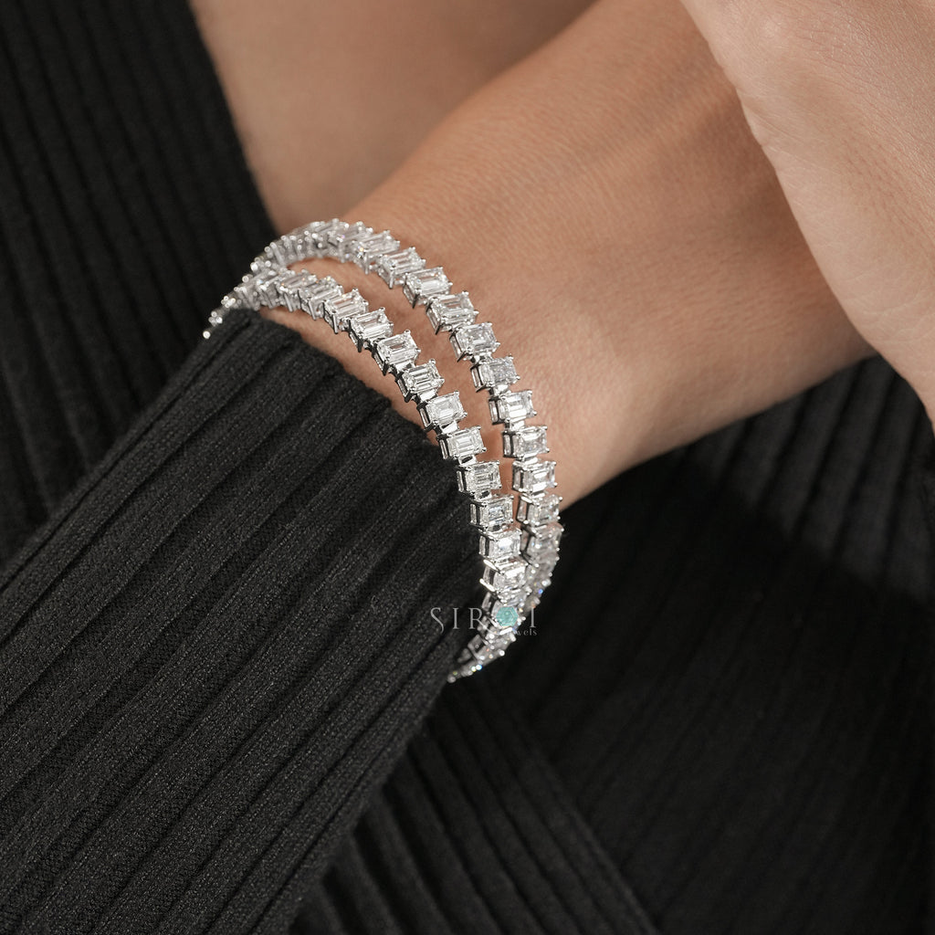 Geometric Step-Cut Diamond Bracelet Set
