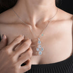 Aqua Cascade Emerald Diamond and Blue Pear Cluster Pendant in White Gold