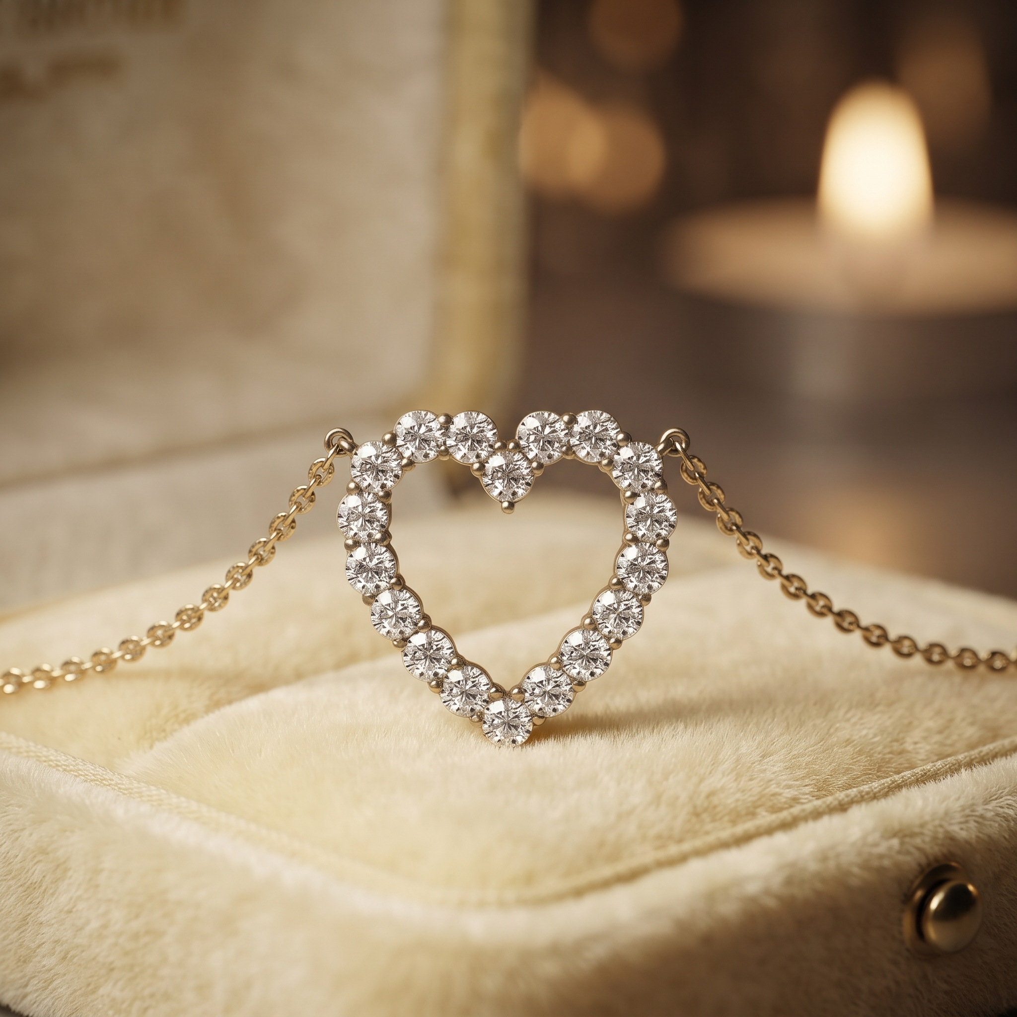 Heart Pendant Necklace, Sparkling Diamond Love Gift