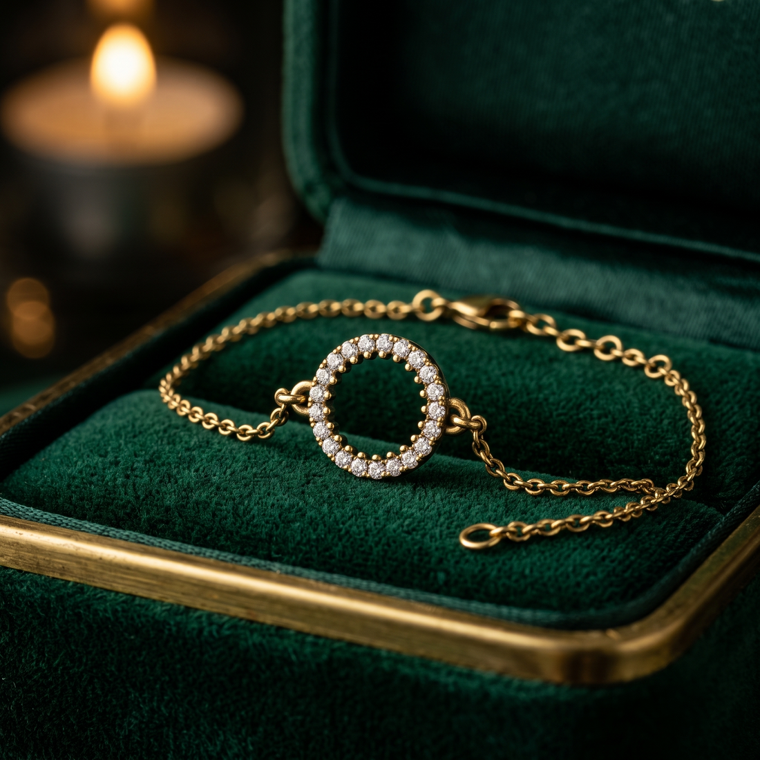 Minimalist Diamond Halo Karma Necklace In 9K Gold To 18K Gold, Sterling Silver