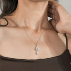 White Gold Cluster Marquise & Pear Fancy Diamond Pendant