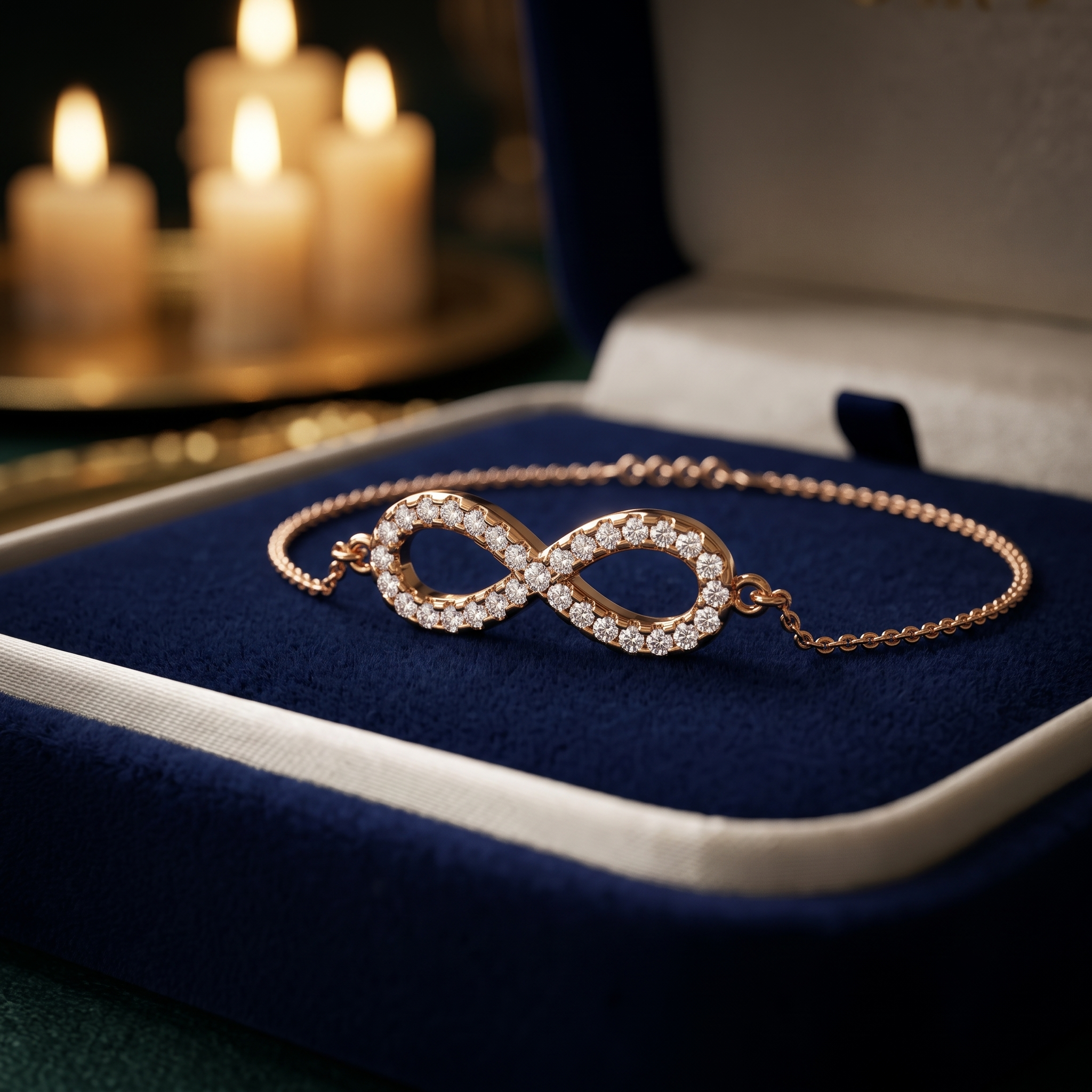 Diamond Infinity Bracelet In 9K Gold To 18K Gold, Sterling Silver