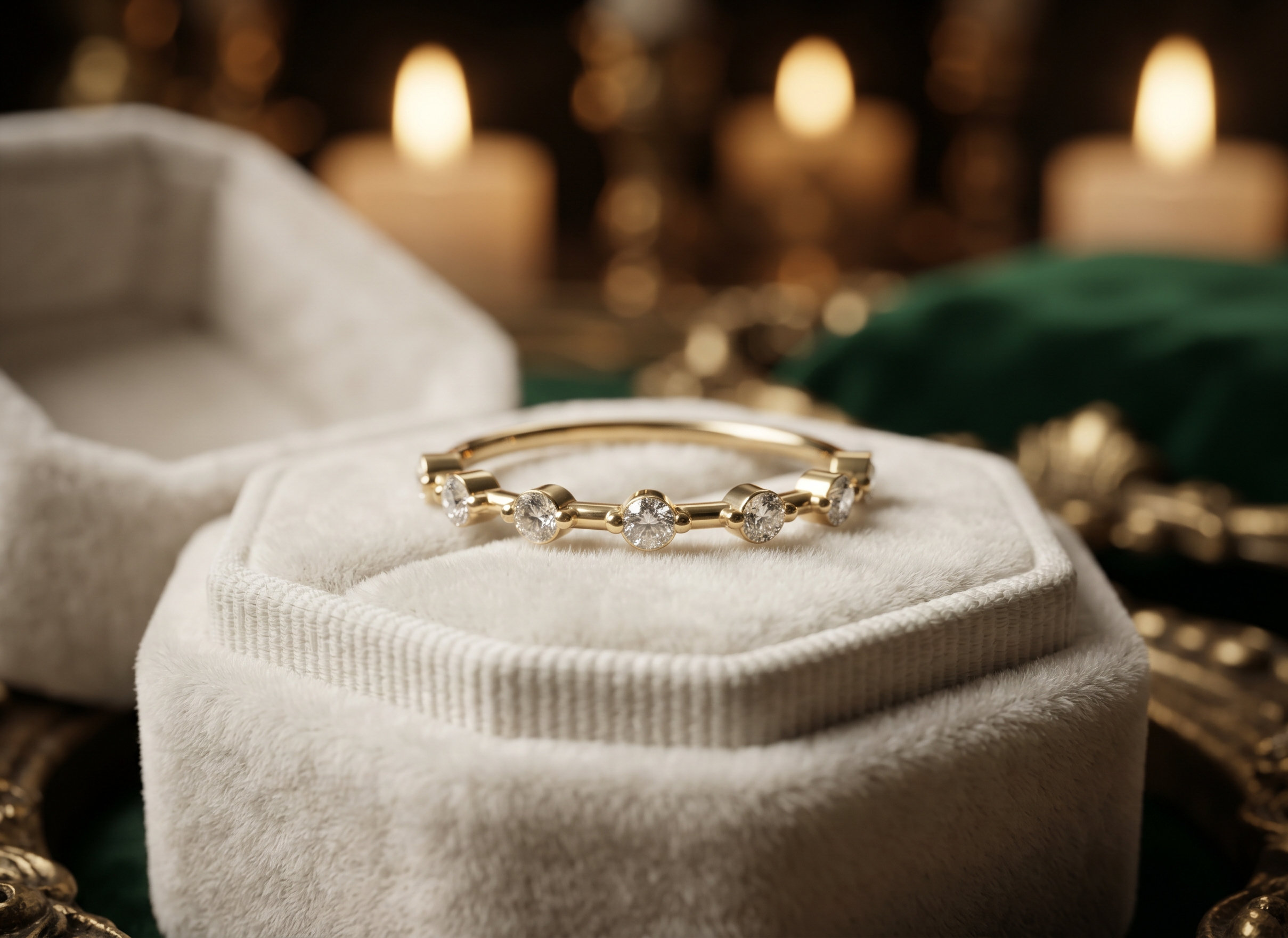 Floating Diamond Wedding Band In 10K / 14K Gold and Sterling Silver