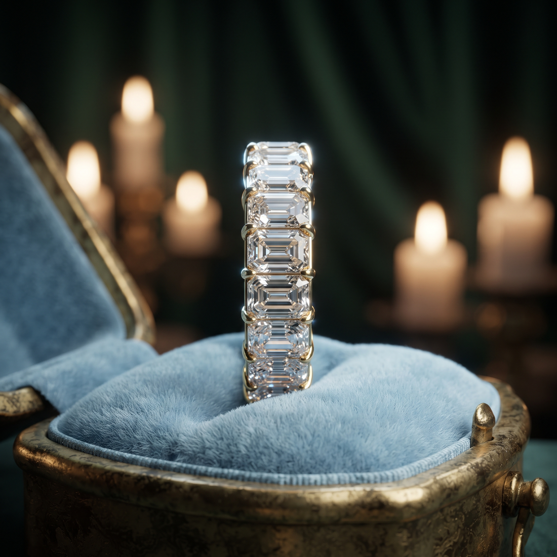 Emerald Cut Eternity Band In 10K/14K Gold Or Silver
