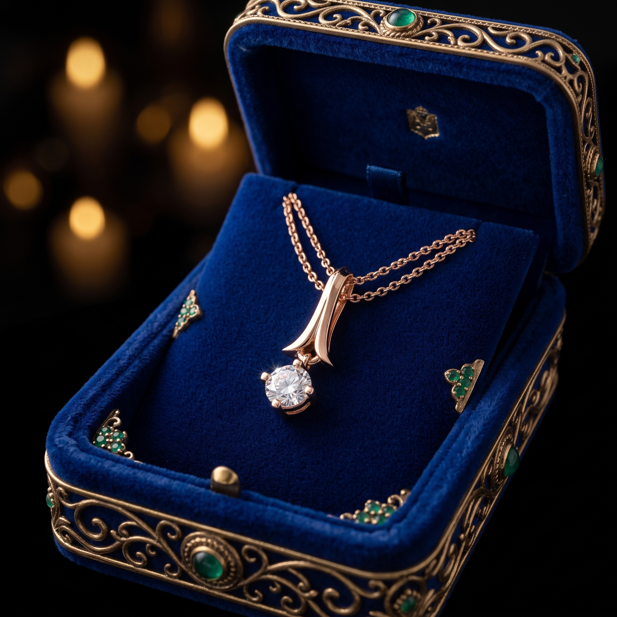 14K Solid Gold Round Diamond Drop Pendant, Minimalist Ribbon Bail Necklace