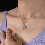 The Royal Princess-Cut Diamond Halo Pendant