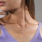 Rose Gold and Diamond Pave Circle Pendant