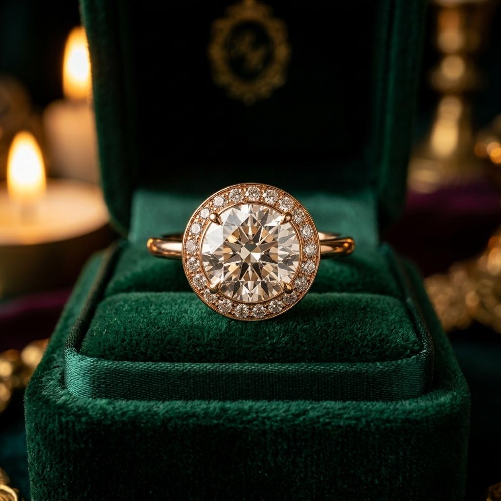 1.50 Carat Round Cut Halo Engagement Ring