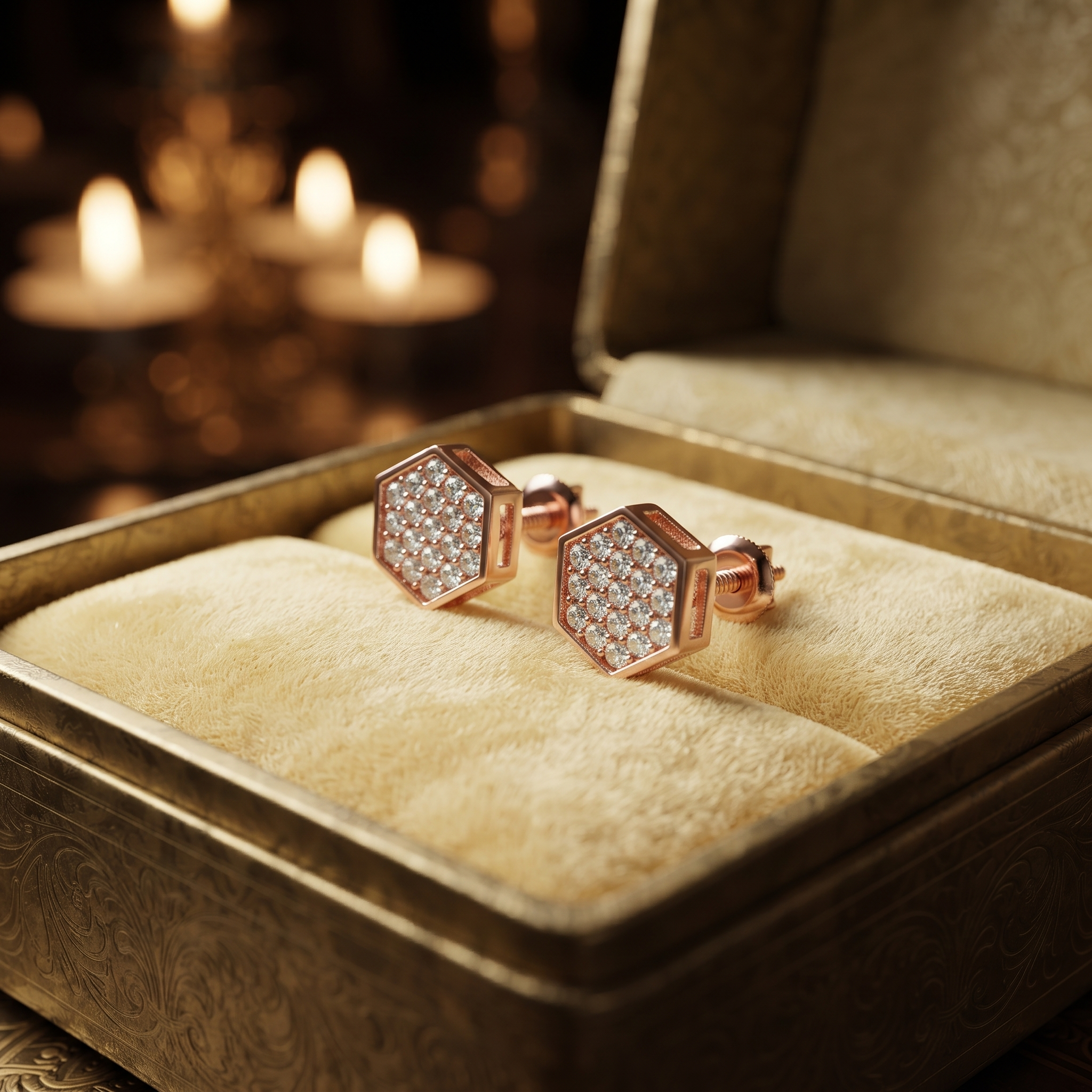 Geometric Lab Grown Diamond Pave Micro Studs Earring, Anniversary Gift, Birthday Gift for Her