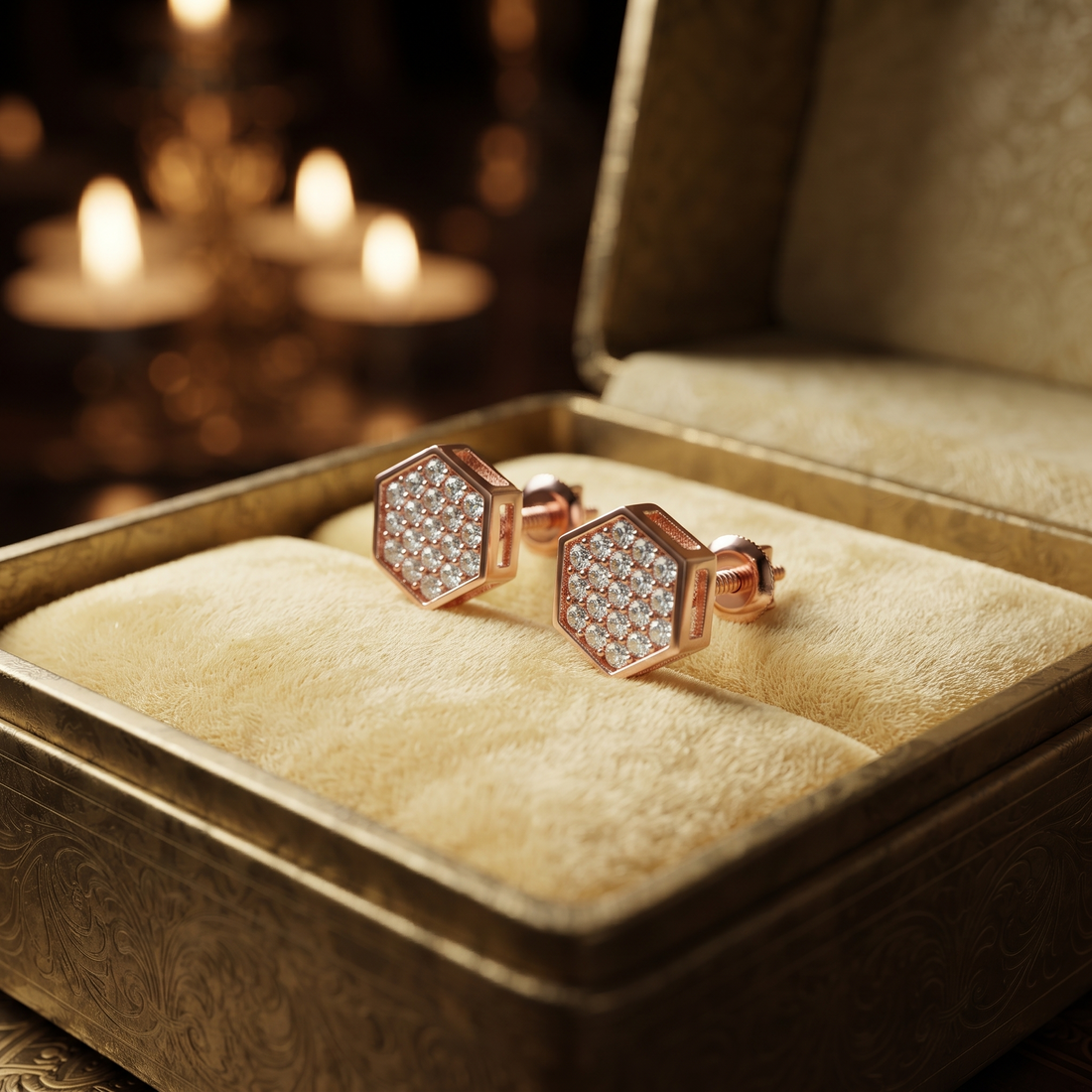 Geometric Lab Grown Diamond Pave Micro Studs Earring, Anniversary Gift, Birthday Gift for Her