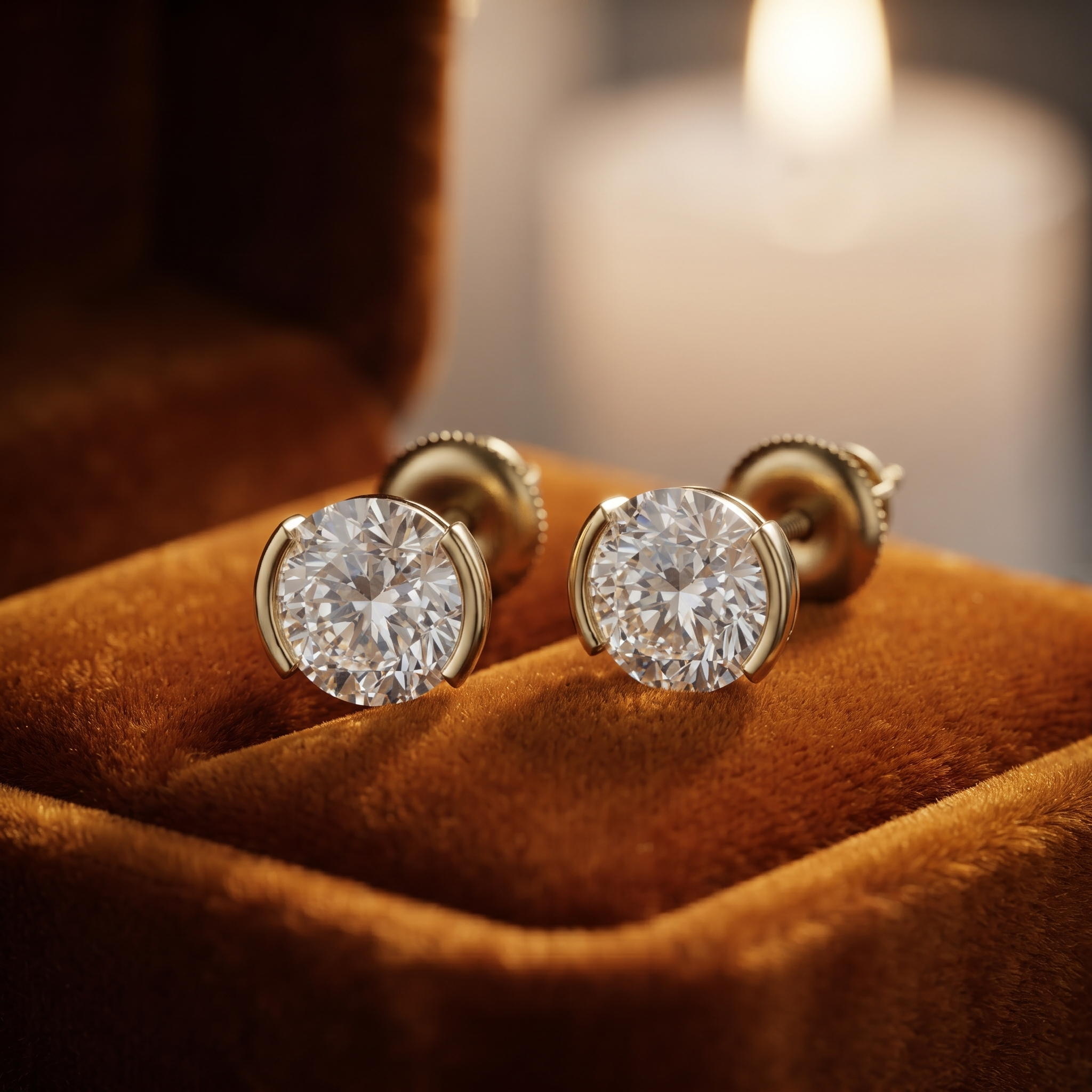Classic Solitaire Diamond Earrings In Gold Or Sterling Silver