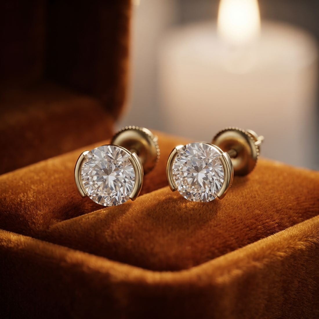 Classic Solitaire Diamond Earrings In Gold Or Sterling Silver