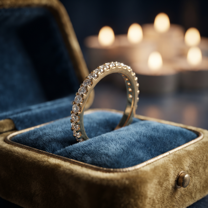 Thin Diamond Eternity Band, Micro-Pave Setting, 10K/14K Gold, Sterling Silver