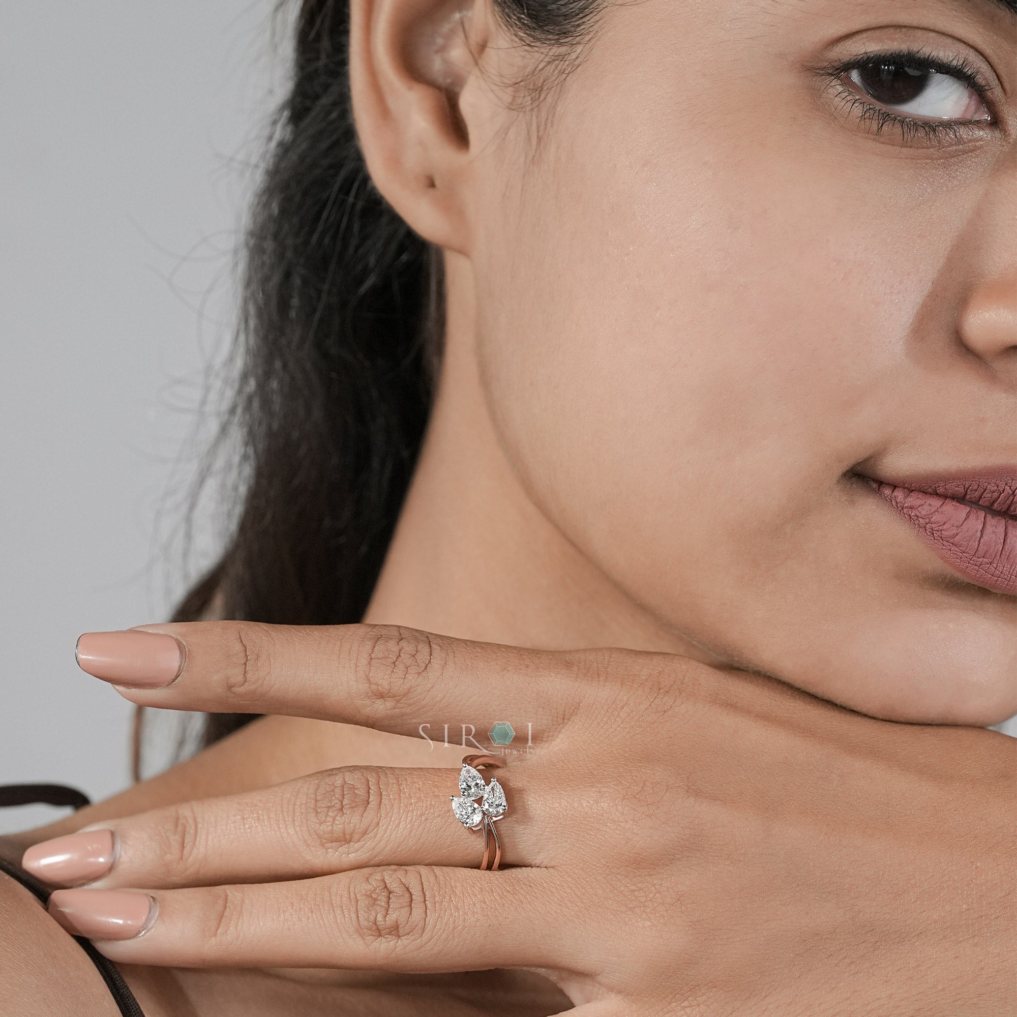 Trio Pear Diamond Bypass Ring