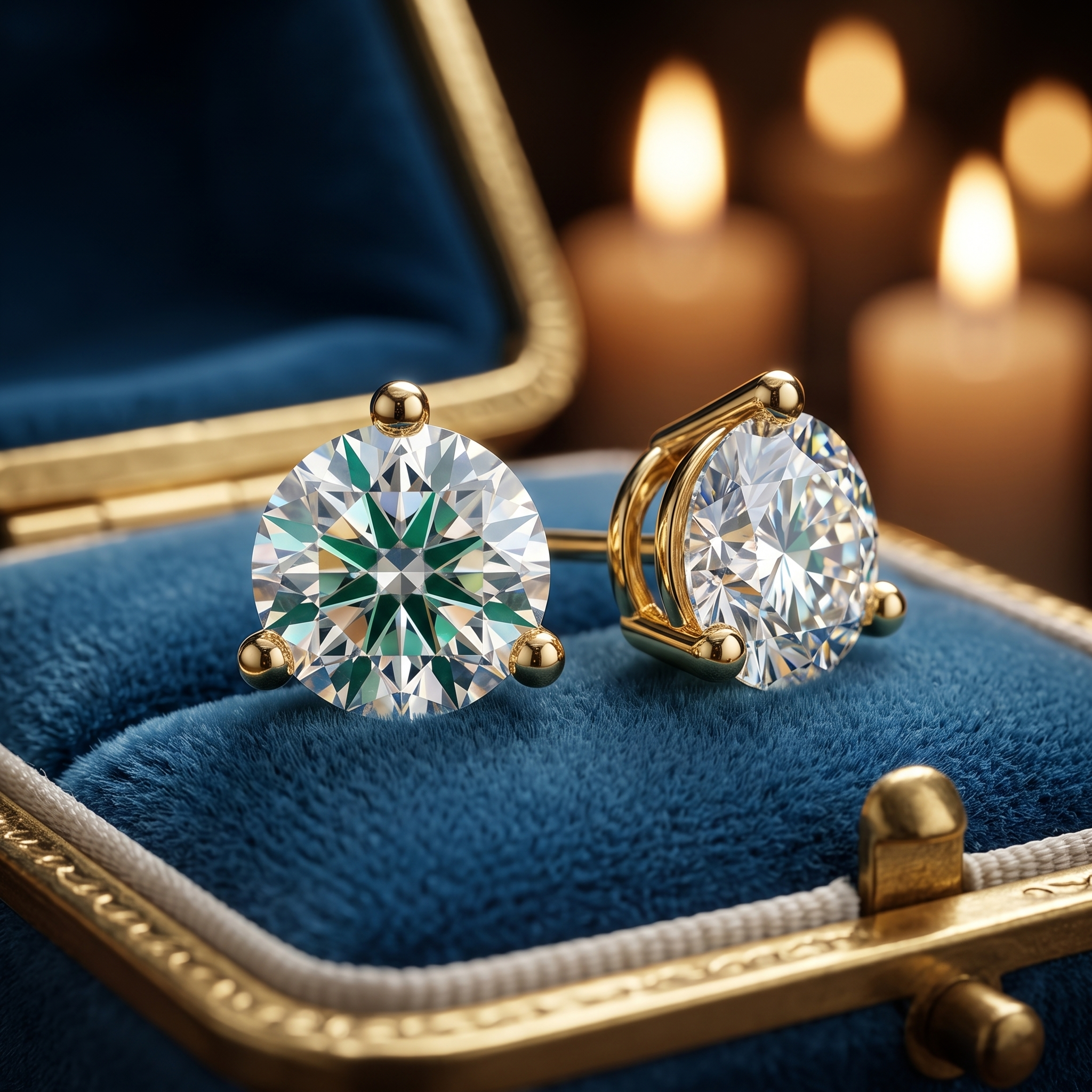 2.00 CT Round Diamond Stud Earrings in 14K Gold